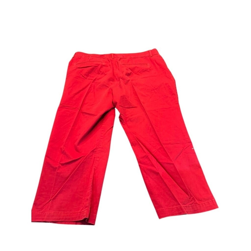 JM Collection Womens Red Crop Pants Cotton Blend Stretch Trousers Size 14